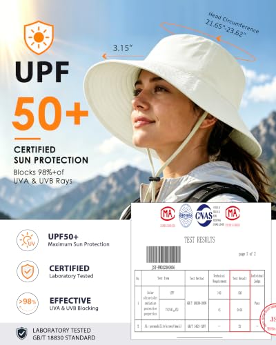 Water-Resistant UPF 50+ Sun Bucket Hat Packable Brimmed for Women Men - color: White