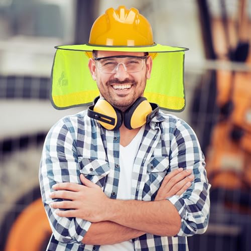 UNCO- Hard Hat Sun Shield, 2 Pack, Yellow and Gray, Full & Standard Brim Mesh Sunshade High Visibility Reflective, Hard Hat Accessories - color: Yellow and Gray, size: 2 Pack