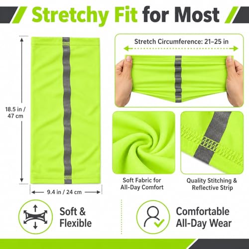 SATINIOR 4 Pcs Neck Gaiter Face Mask for Men, High Vis - color: Green