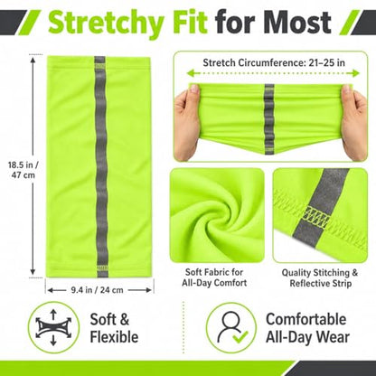 SATINIOR 4 Pcs Neck Gaiter Face Mask for Men, High Vis - color: Green