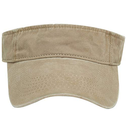 Sport Sun Visor Hats Cotton Ball Caps Empty Top Baseball Sun Cap for Men Women - color: Khaki