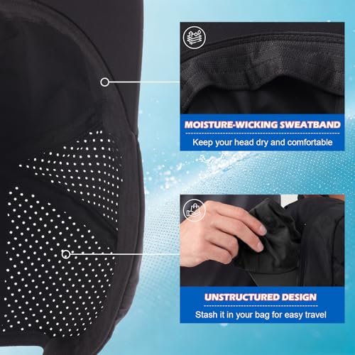 Connectyle Quick Dry Performance Run Hat for Men Women Lightweight Adjustable Sports Cap UPF 50+ Sun Protection Baseball Cap - color: Black