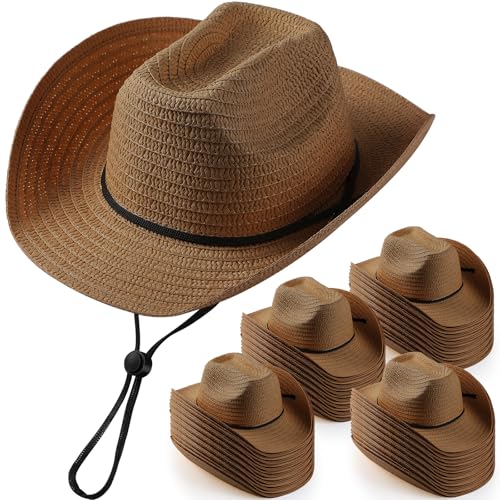 Unittype Adult Straw Cowboy Hat Bulk Western Party Pack - color: Single: Brown