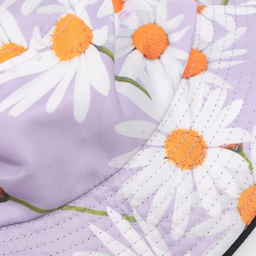 ZLYC Printed Bucket Hat for Women Men Packable Summer Sun Hat for Beach - color: Daisy Purple