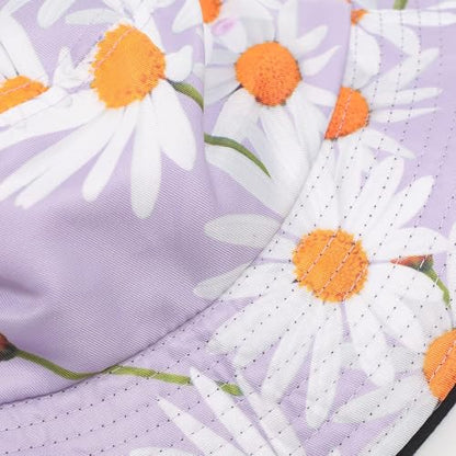 ZLYC Printed Bucket Hat for Women Men Packable Summer Sun Hat for Beach - color: Daisy Purple