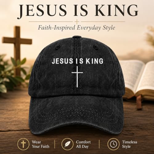 Man of God Husband Dad Embroidered Hat Camping Caps for Women - color: Jesus is King 2