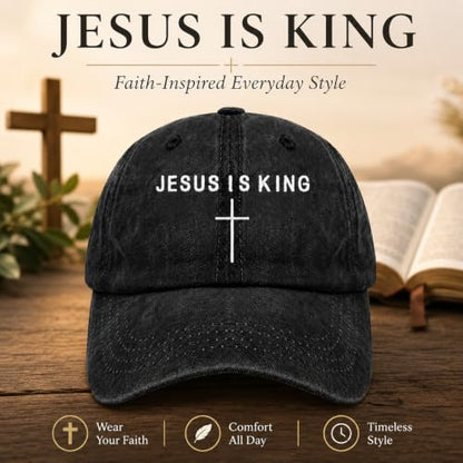 Man of God Husband Dad Embroidered Hat Camping Caps for Women - color: Jesus is King 2