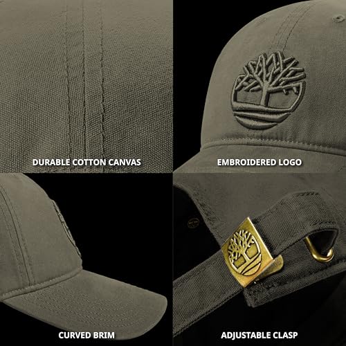 Timberland Soundview Baseball Cap for Boys 7-14, Cotton Canvas, Adjustable, Lightweight & Durable, One Size - color: Leaf Green (Dark Green)