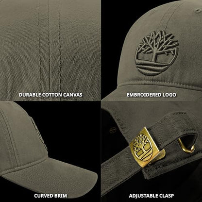 Timberland Soundview Baseball Cap for Boys 7-14, Cotton Canvas, Adjustable, Lightweight & Durable, One Size - color: Leaf Green (Dark Green)