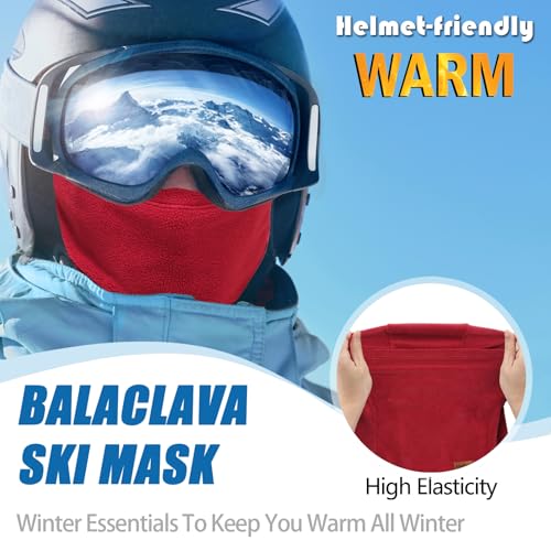 Winter Balaclava Ski Mask for Men Women - Windproof Thermal Face Mask for Snowboard Cycling Running for Cold Weather - color: Red
