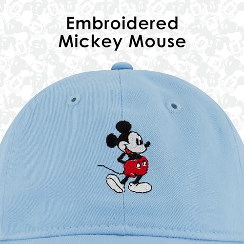 Disney Mickey Mouse Embroidered Cotton Adjustable Dad Hat with Curved Brim - color: Light Blue