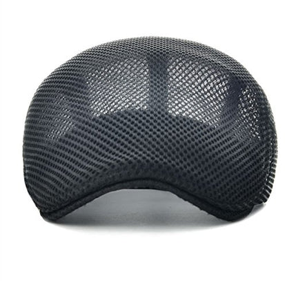 VOBOOM Men Mesh Newsboy Flat Cap Ivy Cabbie Newsboy Cap - color: Black