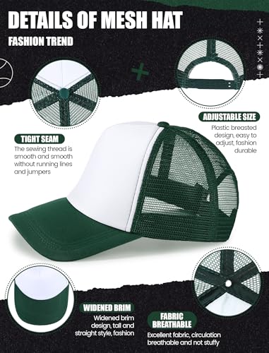 Tarpop 10 Pcs Sublimation Blank Trucker Hats Bulk - color: Dark Green and White