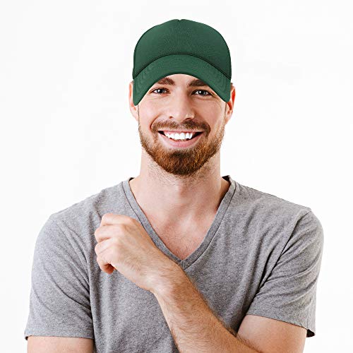 DALIX Solid Blank Trucker Hats Caps 2 Pack - color: Dark Green