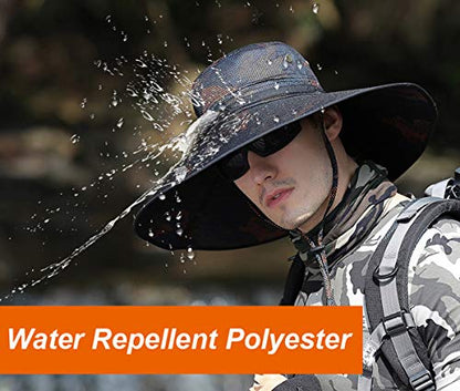 HUAMULAN Men Wide Brim Sun Hat Summer Outdoor Women Bucket Fishing Hats - color: B3ywmh5-heise