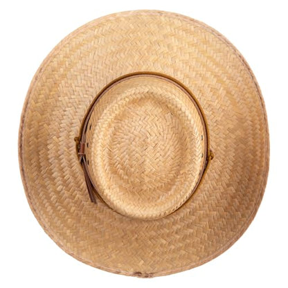 UPF 50+ Palm Leaf Chin Tie Gambler Straw Hat - size: Small