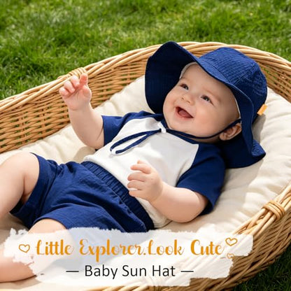 Baby Sun Hat Toddler Boy Girl Adjustable Outdoor Beach Hat Kids Wide Brim - color: Army Green & Gray & Navy -3pcs, size: 2-5T