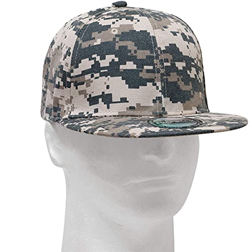 Falari Wholesale 12 Pack Snapback Hat Cap Hip Hop Style Flat Bill Blank Solid Color Adjustable Size - color: 12-pack Digital Camouflage