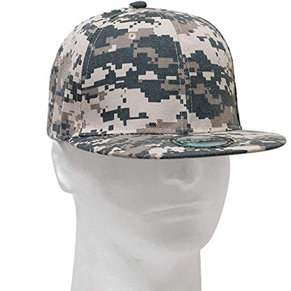 Falari Wholesale 12 Pack Snapback Hat Cap Hip Hop Style Flat Bill Blank Solid Color Adjustable Size - color: 12-pack Digital Camouflage