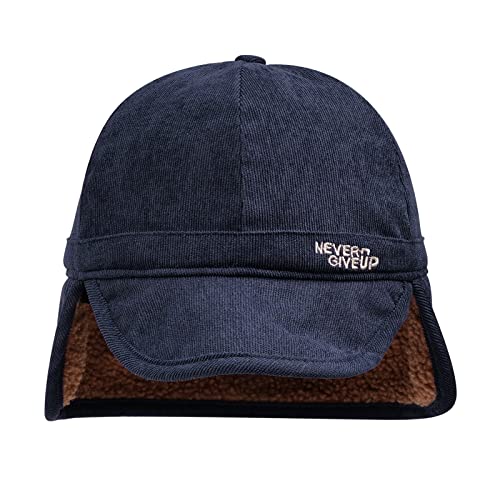 CLAPE Russian Trapper Ushanka Hat Eskimo Warm Pilot Cap Hats Earflaps Baseball Cap Visor Dad Hat for Outdoor Skiing - color: Dj05-blue