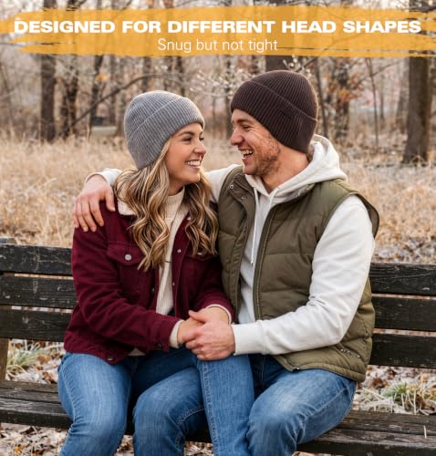 Wmcaps Soft Winter Beanie for Men Women, Warm Knit Hat with Curved Cuff - color: Grey