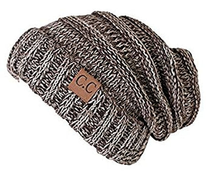 CC Womens Multicolor Oversized Baggy Warm Slouchy Cable Knit Winter Beanie - color: Brown