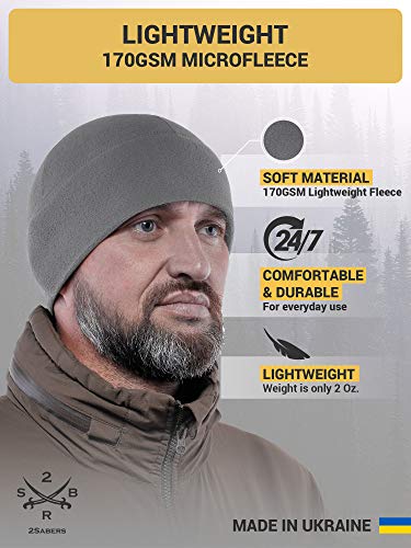 2SBR 2SABERS Warm Lightweight 170 Fleece Watch Cap - Men Women - Outdoor Skull Beanie Hat - color: Grey, size: Large