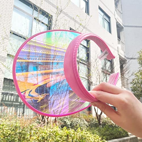 2 Pack Sun Visor Hats Women Men Clip-on Iridescent Clear Sport Outdoor Cap - color: 2pack,pink