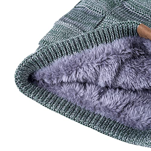 REDESS Beanie Hat for Men and Women Winter Warm Hats Knit Slouchy Thick Skull Cap with Face Cover - color: Green
