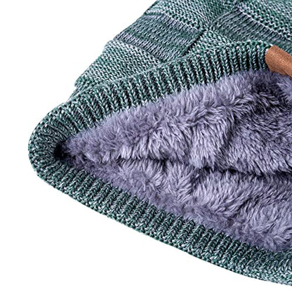 REDESS Beanie Hat for Men and Women Winter Warm Hats Knit Slouchy Thick Skull Cap with Face Cover - color: Green