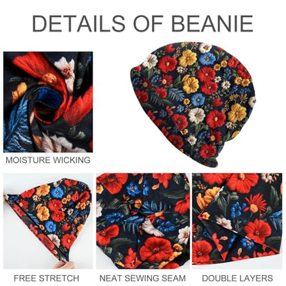 Slouchy Beanie Hat Skull Cap Chemo Headwear Baggy Hats for Men Women Running Cycling - color: Colorful Floral