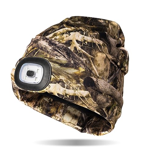 Classic Rechargeable LED Warm Knit Beanie Head Light Hat Headlamp for Outdoor Activities - color: Camo