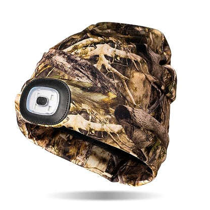 Classic Rechargeable LED Warm Knit Beanie Head Light Hat Headlamp for Outdoor Activities - color: Camo