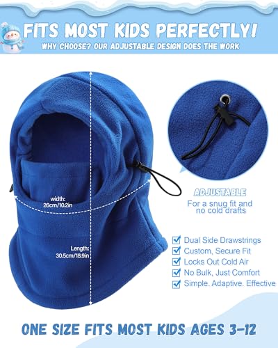 AWAYTR Kids Balaclava Ski Mask for Boys Girls - Fleece Windproof Winter Cap - color: Royal Blue