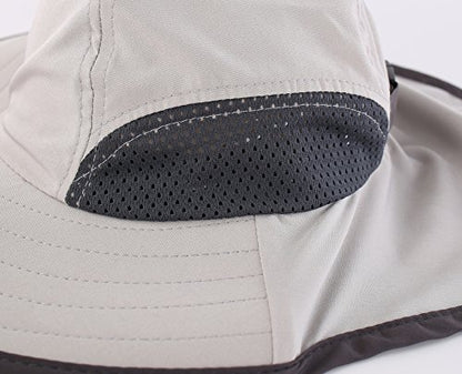 Connectyle Kids Sun Hat Adjustable Fishing Hat for Boys Grils Breathable UPF 50+ Protection Outdoor Beach Hat with Neck Flap - color: Grey