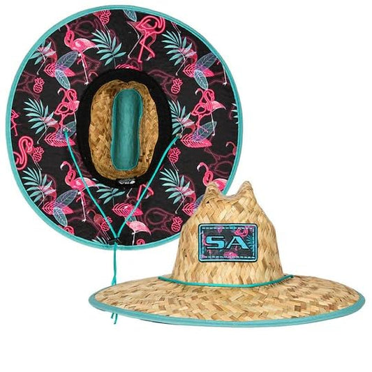 Soul of Adventure Classic Summer Hat | UPF 50+ Wide Brim Sun Protection | Unisex Adjustable Beach Hat with Drawstring - color: Flamingle