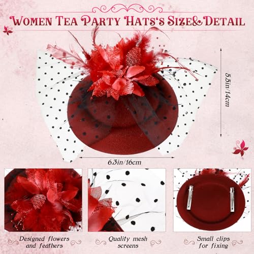 Jeyiour 15 Pcs Tea Party Fascinators for Women with Veil - color: Elegant Color