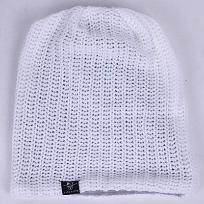 VECRY Mens Slouchy Beanie Knit Skull Cap Long Baggy Hip-hop Winter Summer Hat B305 - color: Ribbed-white, size: Large