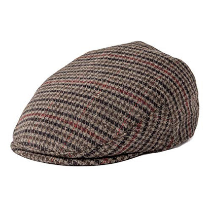 FEINION Men's Wool Tweed Newsboy Ivy Cap Gatsby Golf Flat Hat - color: Houndstooth Coffee, size: 7 1/4