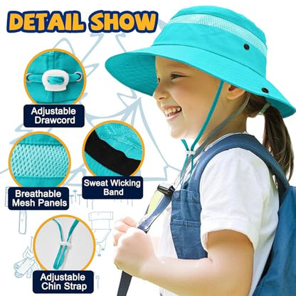 ZOORON Outdoor Kids Sun Hat UPF 50+ Quick Dry Bucket Hat for Boys Girls - color: 1pack-blue