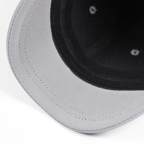 Short Brim Stretch Fitted Baseball Caps Men's Solid Structured Full Closed Cap Curved Brim Elastic Closed Back Hat K272 - color: Grey
