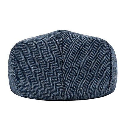 STARANCE Men Wool Blend Newsboy Cap Flat Hat - color: Herringbone Navy, size: 7 1/4