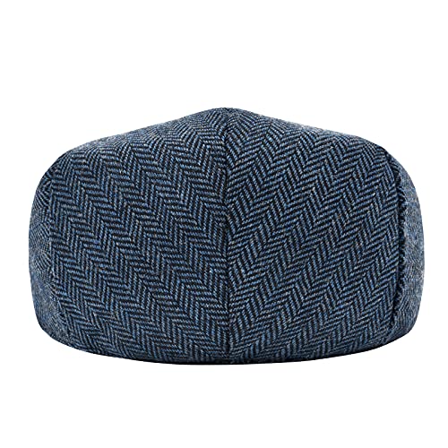 STARANCE Men Wool Blend Newsboy Cap Flat Hat - color: Herringbone Navy, size: 7 1/2