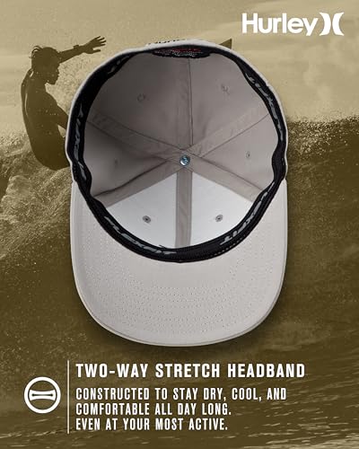 Hurley Mens Textured Fitted Baseball Cap, Moisture Wicking, Curved Brim - color: Cool Grey, size: Small-Medium