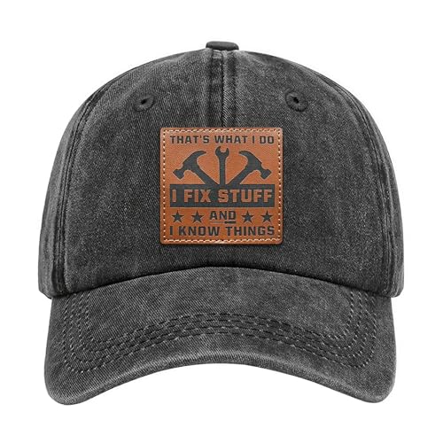 Embroidered Leather That's What I Do I Fix Stuff and I Know Things Hat for Men Dad Husband Uncle Adjustable Baseball Cap - color: L-fix Stuff-06