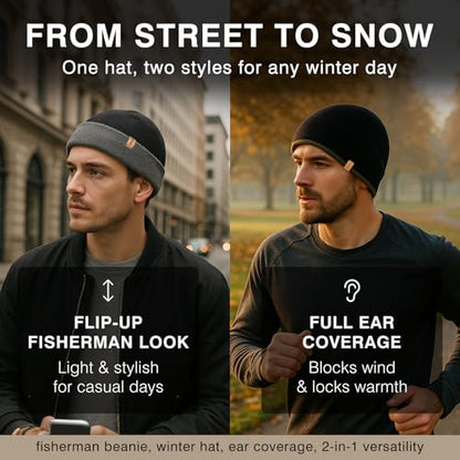 TOP-EX Merino Wool Fisherman Beanie for Men Women, Knit Watch Cap Winter - color: Burgundy, size: X-Large-XX-Large