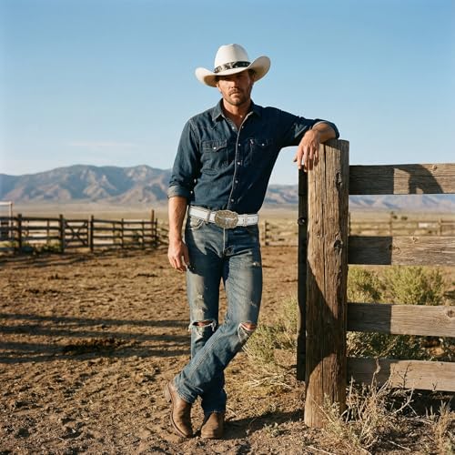 Chicingyou Cowboy Hat Belt - color: White, size: for 31-34" Waist, style: Rivets