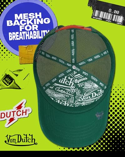 Von Dutch Unisex Trucker Hat, Colorblock, Mesh Back, Curved Bill, Snapback - color: Claystone Red