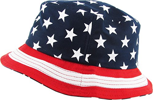 Floral Galaxy Leaf Aztec Tropical Print Bucket Hat Summer Boonie Cap - color: 1. Navy Flag