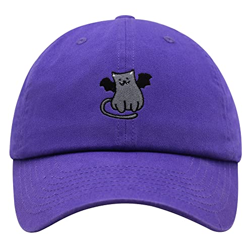 JPAK Bat-cat Premium Dad Hat Embroidered Cotton Baseball Cap Cat Kitty - color: Purple